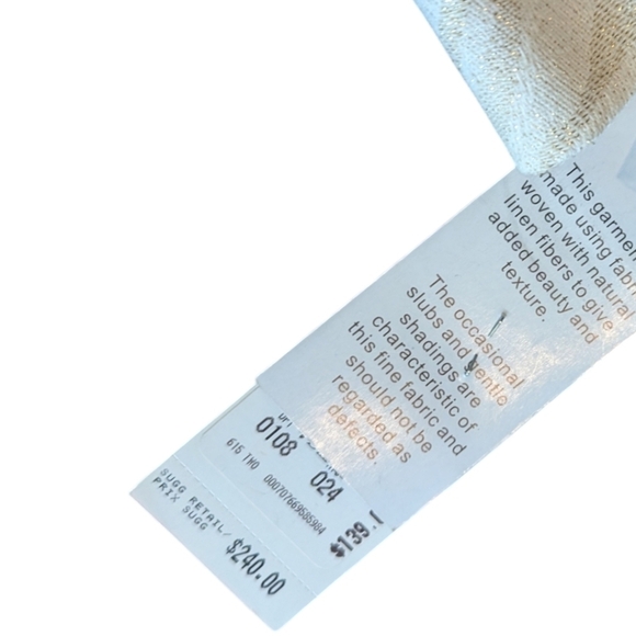 Nipon Boutique Designer ivory/gold Tonal Neutral  Linen Blend blazer NWT sz 10 - Picture 4 of 10